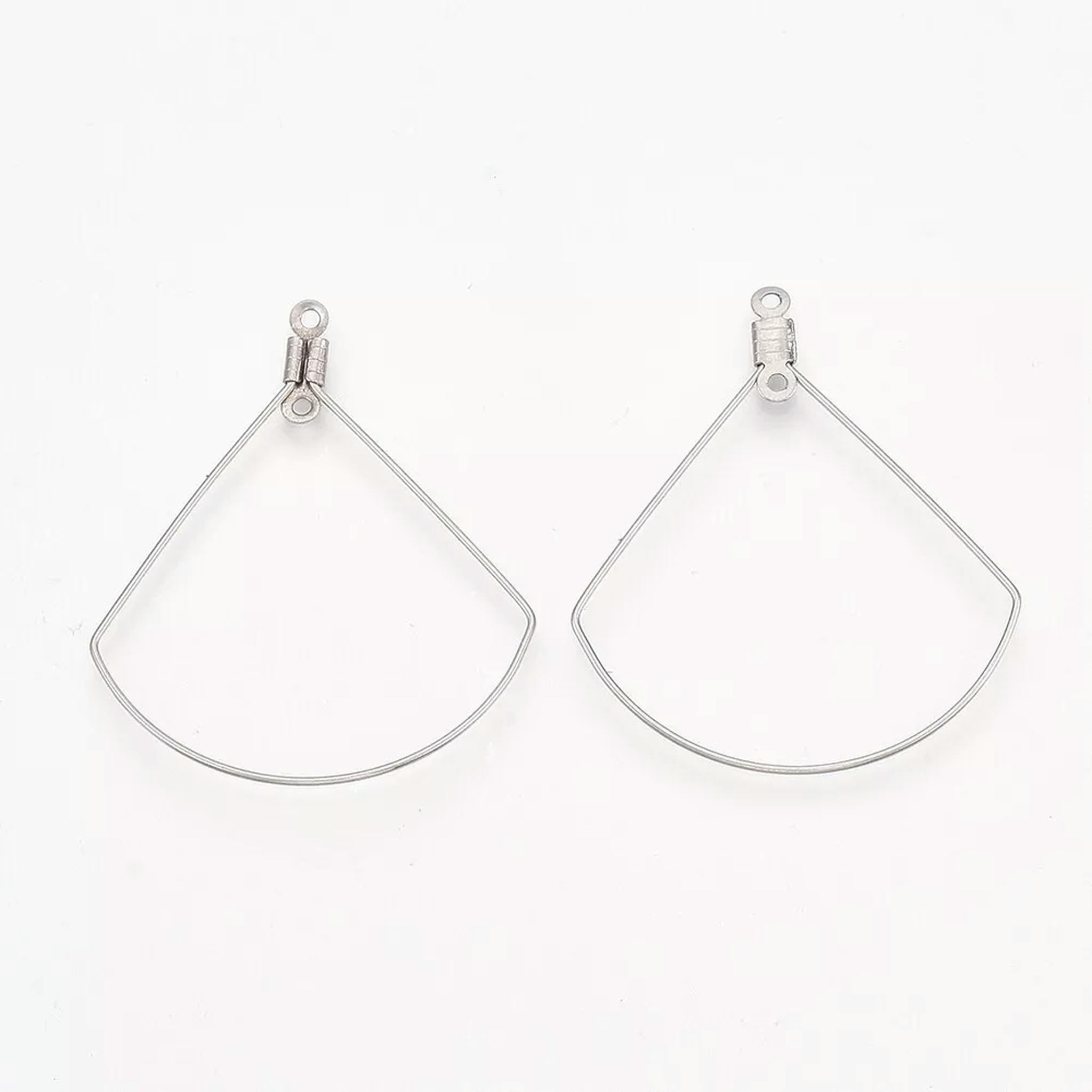 U8MO 100Pcs Stainless Steel Wire Pendants Fan DIY Hoop Earring Findings 40x32.5x0.7mm