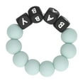 thumbnail image 1 of Pulsera de silicona con cuentas para bebé, con letras de colores, para la dentición de bebés y niños pequeños, color verde claro, 1 of 14