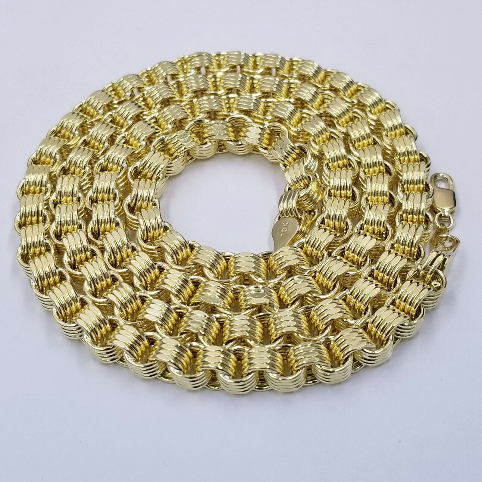 10k Gold Mens Byzantine Box Necklace 26" Cross Charm Pendant Jesus (length:Chain with Charm;)
