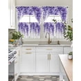thumbnail image 4 of Purple Garden Florals Swag Kitchen Curtains Sets for Windows 24 Inch Length, Spring Leaves Botanical Short Window Curtain Panels Swags Valances and Tiers 3 Piece Set for Cafe/Dining Room, 4 of 5