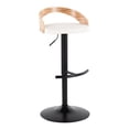 thumbnail image 6 of Grotto Adjustable Bar Stool, Black Bar Stools, Bar Chairs, Swivel Bar Stools, Bar Stools Set of 2, Bar Stools for Kitchen Counter (Zebra Wood, White), 6 of 7