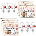 thumbnail image 1 of 12 Pcs Teacher Appreciation Gift Set 6 Teacher Kit Makeup Cosmetic Bags and 6 Keychains Back to School Gifts Graduation Valentines (Vivid Style), 1 of 3