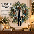 thumbnail image 5 of 24 Inch Artificial Christmas Wreath with Blue Berries, Frosted Greenery, Pinecones and Navy Bow, Outdoor Holiday Wreath with Hanging Hook for Front Door, Wall or Mantel, 5 of 10