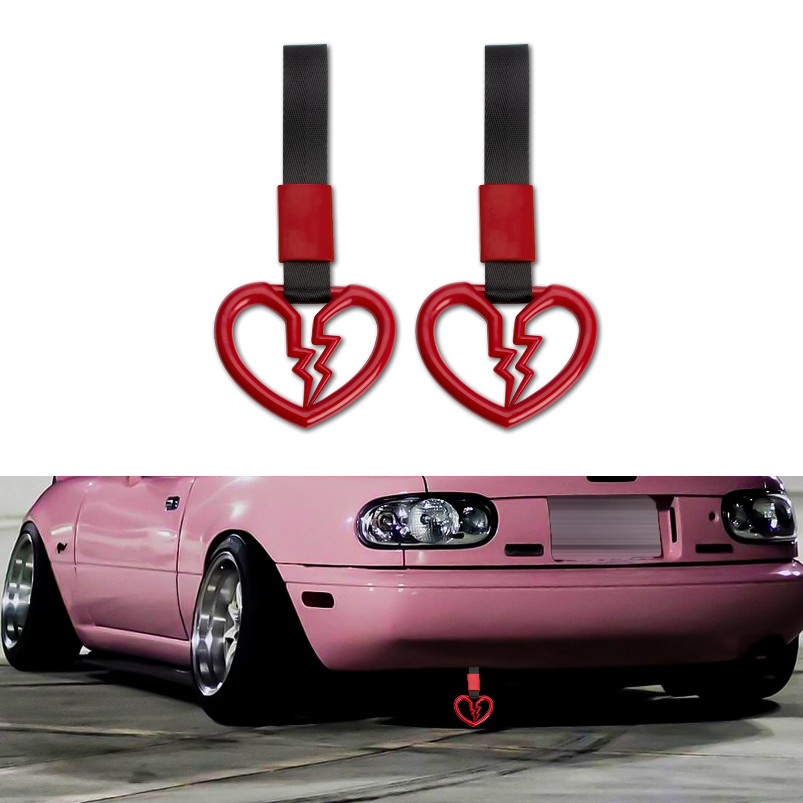 Xotic Tech 2 Pieces JDM Broken Heart Shaped Tsurikawa Car Handle