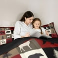 thumbnail image 6 of Feelyou Rustic Farmhouse Bear Bedding Comforter Set, Reindeer Moose Wildlife Twin Comforter Sets, Black Red Square Plaid Reversible Bedding Set, Luxury Bedroom Decor, 2-Piece, 6 of 9