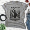 thumbnail image 2 of I Survived Halloween Night 1978 Shirt, Unisex Women's Men's, Horror Movie Classic Lover Halloween Gift, Dark Heather Gray, X-Small, 2 of 6