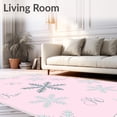 thumbnail image 2 of ODIKA 3'x5' Machine Washable Non-Slip Area Rug, Festive Snowflake Ensemble with Elegant and Delicate Swirls High Traffic Rug with Pad, Pink, 736018, 2 of 8