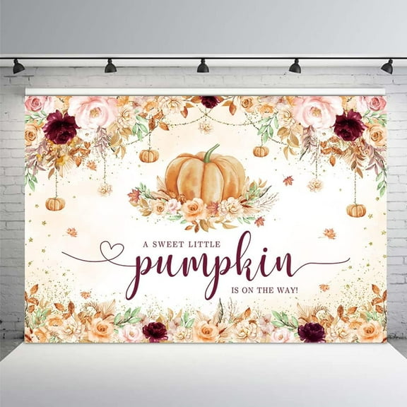 7x5FT Little Pumpkin Baby Shower Backdrop for Girls Boho Autumn Fall Floral Newborn Oh Baby Party Decorations Little Pumpkin is On The Way Banner Photo Booth Props
