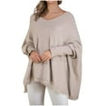 thumbnail image 1 of Ailaofu Women Poncho Sweater V Neck Solid Knit Pullover Cape Lightweight Shawl Elegant Wrap with Fringes Gifts for Womens, 1 of 5