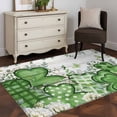 thumbnail image 3 of St. Patrick's Area Rugs 3'x5', Small Throw Rugs for Living Room Bedroom, Lucky Shamrock Green Eucalyptus Floral Farm Wooden Indoor Outdoor Rug Non-Slip Low Pile Carpet Runner Reversible Floor Mats, 3 of 8