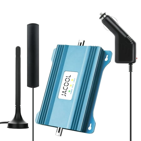 JACOOL Cell Phone Signal Booster for Car Truck SUV Vehicle RV | Verizon AT&T on Band 12/13/17 | Boosts 4G LTE 5G Data & Volte | Omni-Directional Antenna Easy Installation | FCC Approved Cell Booster