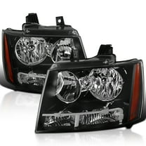 Spec-D Tuning Black Headlights Compatible with 2007-2014 Chevy Avalanche, 2007-2014 Tahoe Suburban, L R Pair Head Light Lamp Assembly