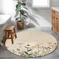 thumbnail image 3 of Round Rugs 4Ft, Botanical Round Area Rug Washable Indoor Throw Carpet, Retro Plant Wildflower Green Leaf Ferns Soft Non Slip Circle Rug for Kitchen Nursery Room Home Decor Aesthetic, 3 of 8
