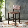 thumbnail image 3 of SAFAVIEH Paxton Woven Leather Counter Stool with Footrest, Cognac/Espresso, 3 of 8