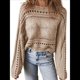 thumbnail image 1 of Suéteres de Otoño con Cuello Redondo de Crochet Calado, Bonitos Suéteres de Invierno para Mujer, Tendencia 2025 Albaricoque XL, 1 of 9