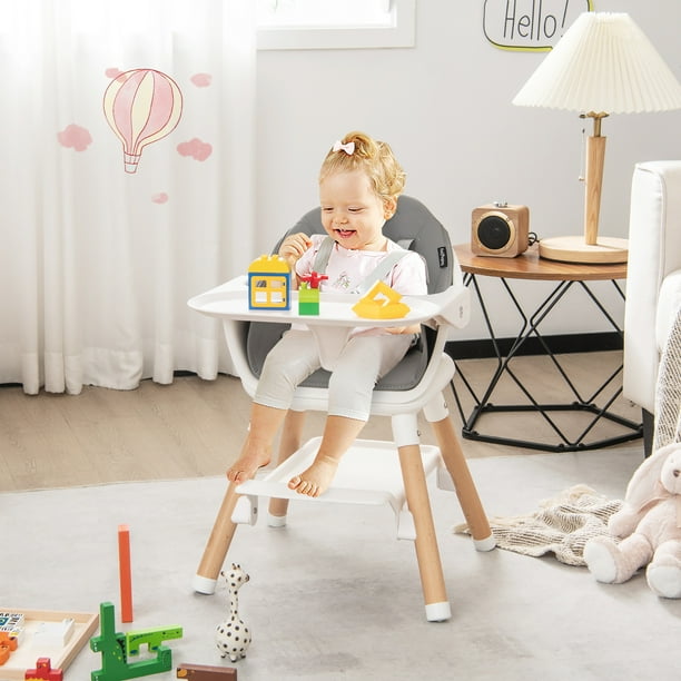 Costway 6 in 1 Convertible Wooden Baby Highchair Infant Feeding