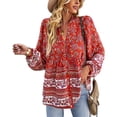 thumbnail image 3 of Blusas sueltas de manga larga Nikou Camisas bohemias casuales para mujer con estampado floral, 3 of 6