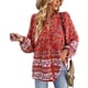 thumbnail image 3 of Blusa suelta de verano para mujer Nikou Camisas bohemias con estampado floral manga larga, 3 of 6