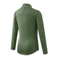 thumbnail image 4 of Women Plus Size Long Sleeve Pocket Pullover Loose Shirts Tunics Tops Winter Fall Stretch Zip Mock Neck Long-sleeved Blouson One Shoulder Half Solid Color Zip-Up Cotton Top(Army Green,XXL), 4 of 7