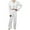 White, variant on Exercise Sweatsuit Set Womens Loose Casual Comfortable Breathable Cardigan with Lace up Long Sleeves and Pants Two Piece Travel Tracksuit S-130 White L