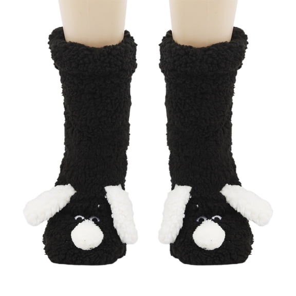 Yuanlong Womens Fuzzy Socks Coral Cartoon Puppy Non Slipper Socks Thermal Winter House Sleep Hosiery
