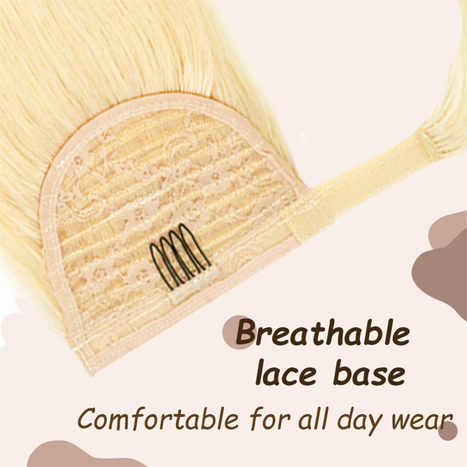 Natural Human Hair Ponytail Hair Extensions #613 Brazilian Remy Wrap Pony Clip In Hair Extension