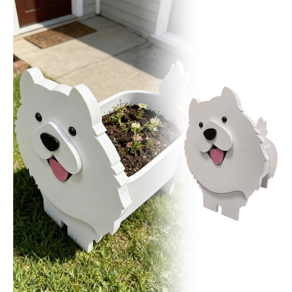 Dog Planter Pot, Cute Animal Flower Pot for Indoor Outdoor Plants, Large Decorative Dog Plant Holder for Garden Patio Lawn Succulent Herb Planter, Home Decor Gift(C)Q