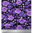 thumbnail image 1 of Soimoi Purple Poly Georgette Fabric Leaves & Floral Print Sewing Fabric BTY 42 Inch Wide, 1 of 3