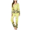 thumbnail image 2 of Birdeem Ensembles de Pyjama pour Femmes, Hauts et Pantalons Décontractés Unis, Manches 3/4, 2 of 5