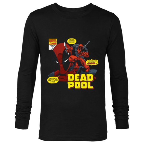 Marvel Deadpool Comic Art Black - Long Sleeve T-Shirt for Men - Customized-Black