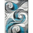 thumbnail image 2 of Handcraft Rugs-Swirls Abstract Design Modern Contemporary Hand Carved Area Rug-Silver/Turquoise/Gray/Black, 2 of 10