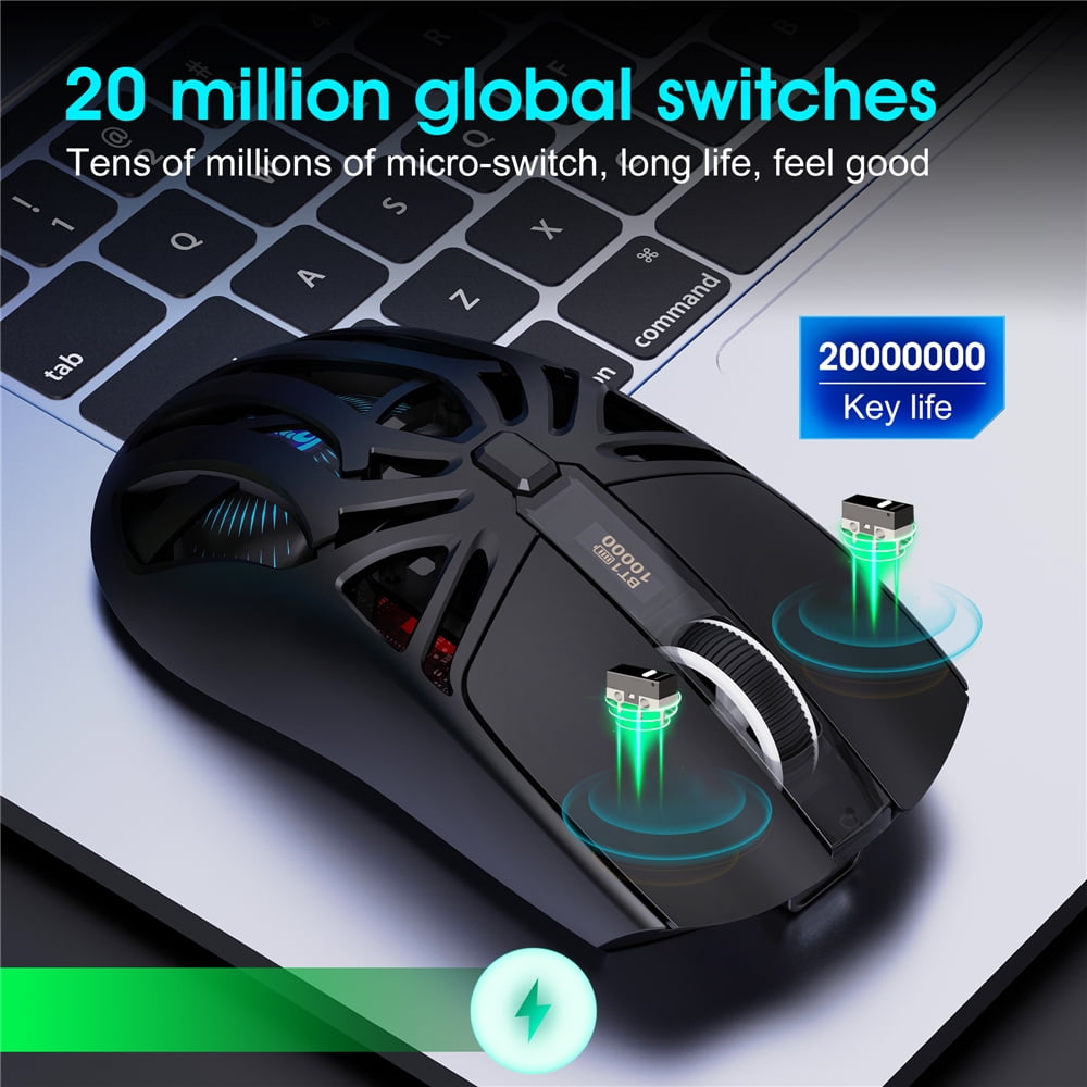 Wireless Gaming Mouse, 10000DPI , 2.4G/USB-C/Bluetooth 5.3 Gaming Mouse Rechargeable Gaming Office Mice for PC