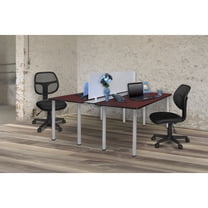 Kee 66" x 24" Benching System with Privacy Divider- Mahogany/ Chrome