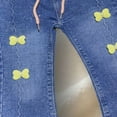 thumbnail image 6 of SERTG Girls Straight Wide Leg Jeans Loose Fit Bow Tie Belt Elastic Waist Kids Spring Summer Casual Long Pants Everyday Trousers(Blue,2-3 Years), 6 of 6
