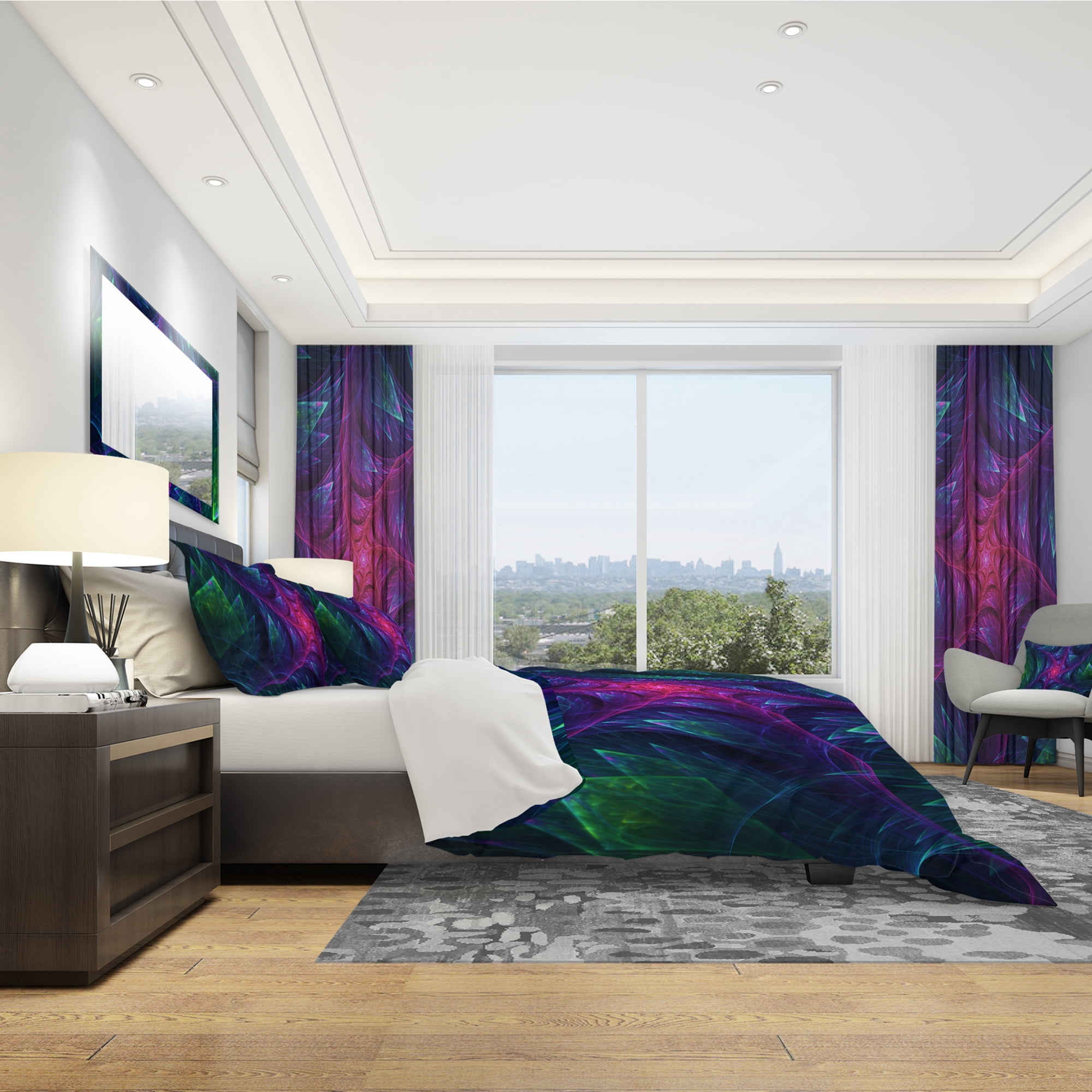 Designart 'Purple Turbine in The Night' Modern & Contemporary Duvet Cover Set