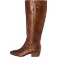 thumbnail image 3 of DR SCHOLLS Womens Whiskey Brown Strap Detail Cushioned Wide Calf Goring Brilliance Almond Toe Block Heel Zip-Up Riding Boot 6.5 M WC, 3 of 5