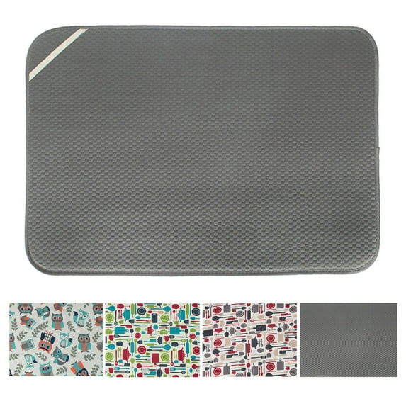 SAYFUT 24"x 18"XL Washable Microfiber Dish Drainer Glass Drying Mat Pad