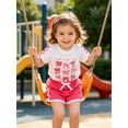 thumbnail image 3 of Happy Town Toddler Baby Girl Summer Outfits Short Sleeve T-Shirt + Shorts Girls Two-Piece Clothes Set, 3 of 9