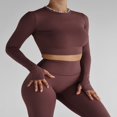 thumbnail image 2 of Ladies‘ Thumb Hole Long Sleeve Yoga Shirt with Cropped Design for Workouts, 2 of 7