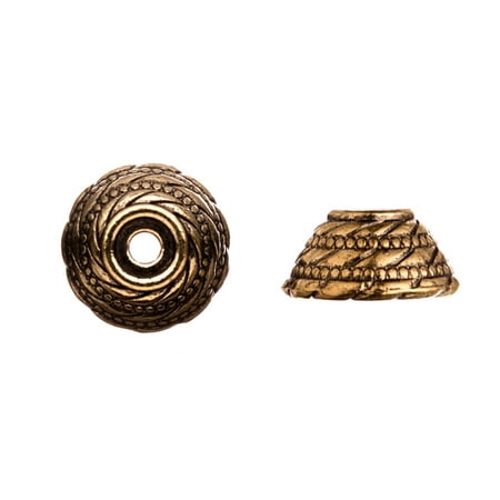- Twist Cut Out With Beaded Lines Antique Copper-Plated Bead Cap Fits 16-18mm Beads 16x16mm 4pcs per pack