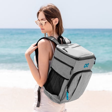 Everlasting Comfort Insulated Cooler Backpack Leak Proof Thermal Bag Picnic Backpack, Gray