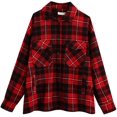 thumbnail image 1 of Chaqueta de manga corta para mujer, estilo vintage, con botones, mezcla de lana, a cuadros, para camisa Negro/Rojo XS Negro/Rojo XS Xishao ropa, 1 of 2