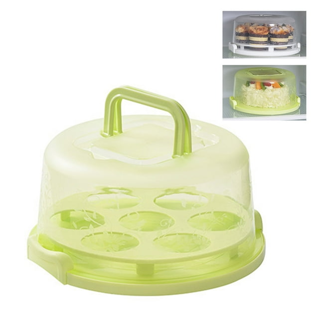 Cake Holder Portable Plastic Cake Keeper Cake Container Cake Storage Fit 7 in Cake Serve Dessert Serving Platter with Handle Cupcake Holder Pies Round Cake Carrier Holder