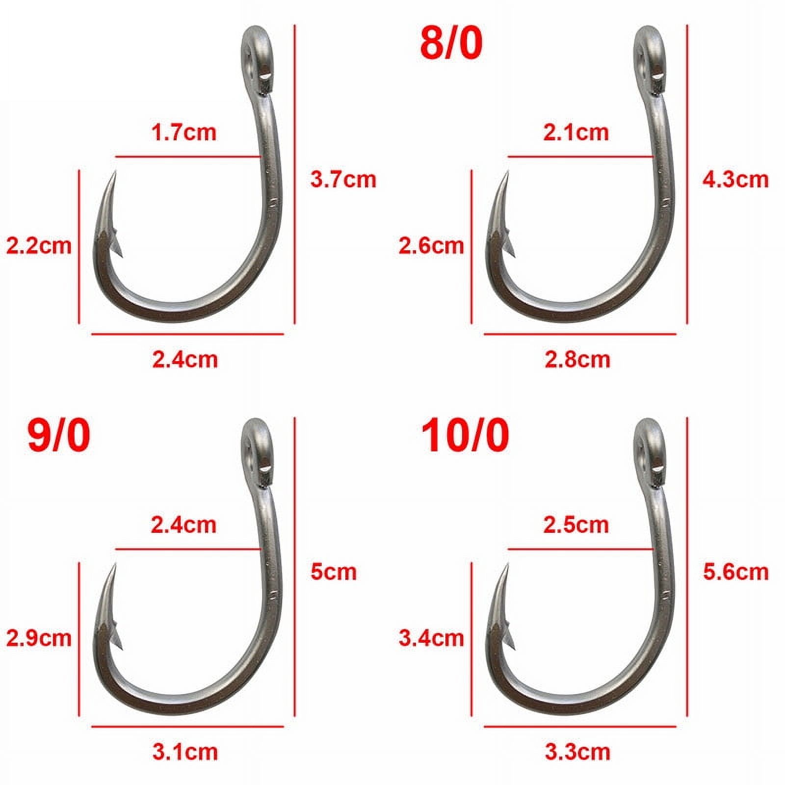 10884 100pcs Size 2/0-12/0 Stainless steel Fishing Hooks Big Thick Tuna Fishing Hooks Fishhooks with Hole Fly Fishing