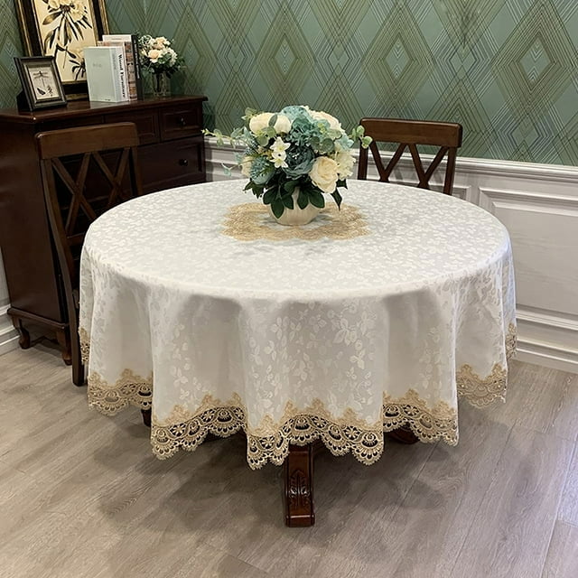 French Romance Round Tablecloth European Lace Tablecloth Home Wedding Decoration Dustproof Table Cloth Cover