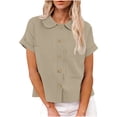 thumbnail image 4 of Womens Cute Tops 2026 Dressy Short Sleeve Blouses Summer Trendy Tee Shirts Fashion Casual Work Blouses Vacation Outfits Clothes, 4 of 7