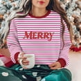 thumbnail image 4 of Makaor Womens Sweatshirts Christmas Plus Size Crew Neck Tops Striped Long Sleeve Pullover Tees Fleece Cute Vacation Clothes, 4 of 7