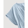 thumbnail image 4 of Blue Plus Size Batwing Sleeve Loose V-Neck Skater Dress For Women, 4 of 5