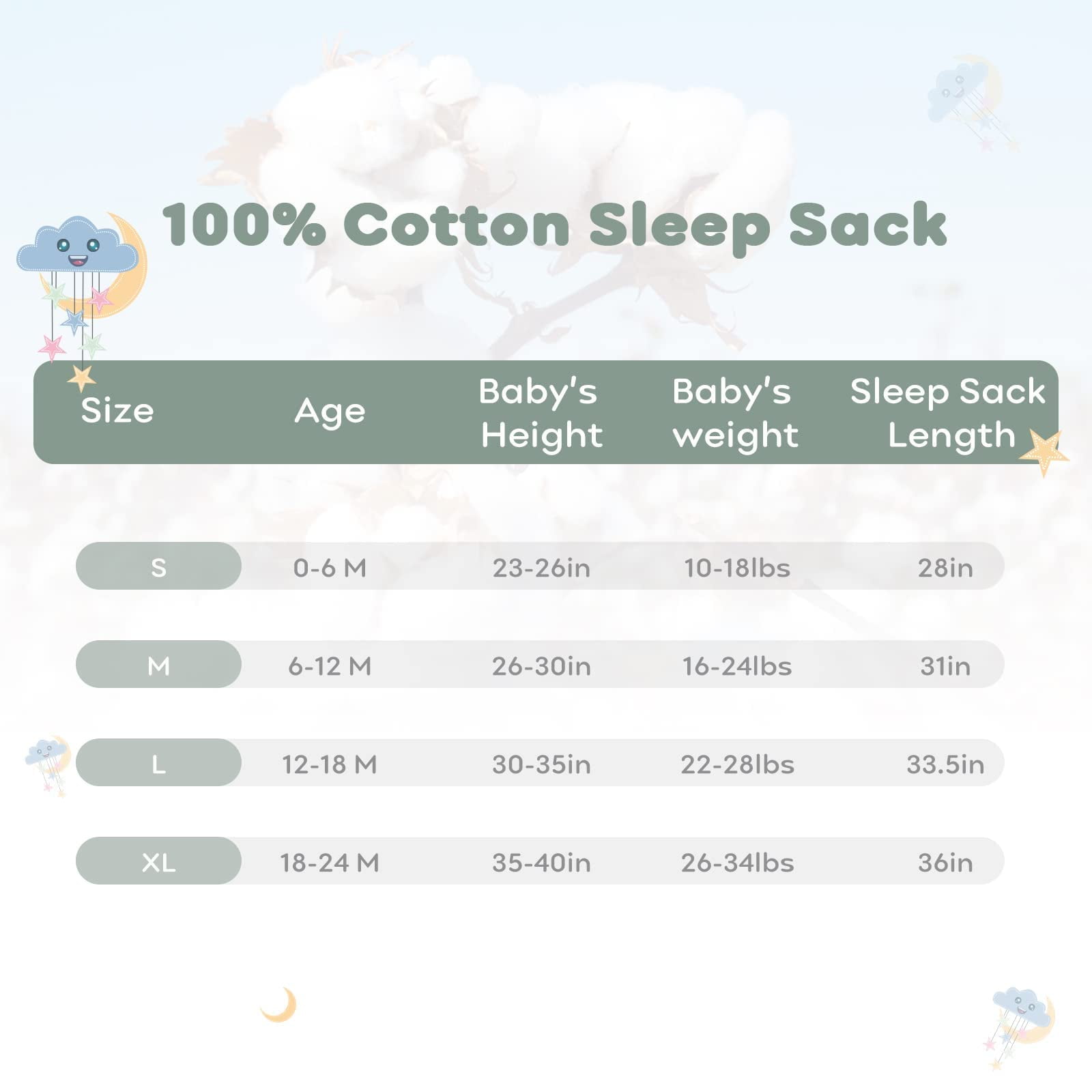 Yoofoss Baby Sleep Sack 0-6 Months Wearable Blanket for Babies 100% Organic Cotton 2-Way Zipper TOG 0.5 Toddler Sleeping Sack 3 Pack, Sleep Sacks