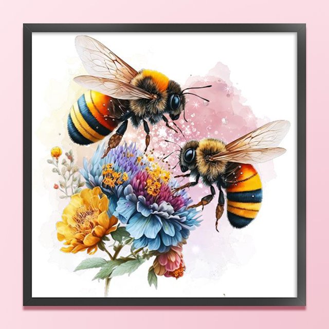Cuadros Decorativos Bordado completo Hilo de algodón ecológico 11CT Impreso Flor Abeja Punto de cruz (ACC-960) Wdftyju embutido en tela